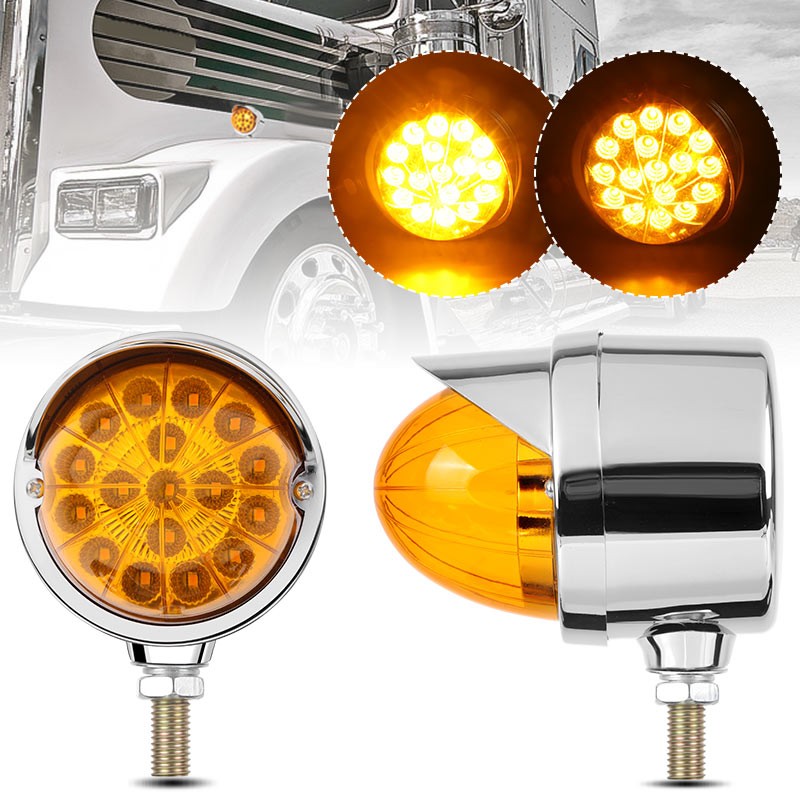 2X Amber LED Fender Lights Watermelon Side Marker Turn Signal Truck Trailer RV