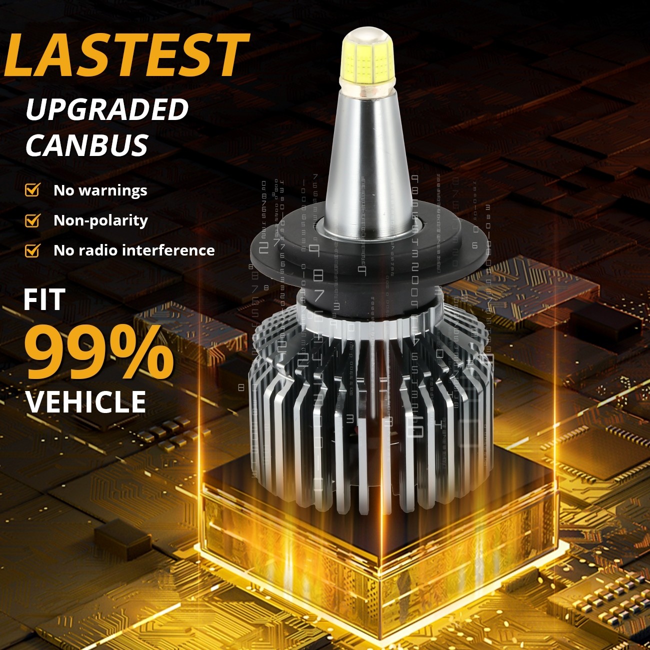 8-sides H7 LED Headlight Conversion Kit High/Low Beam Bulbs 6000K Super Brighter