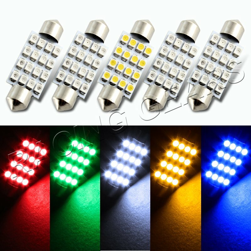 4x 41mm 16 SMD Amber LED Panel Interior Replacement Dome Light Lamp Festoon Bulb
