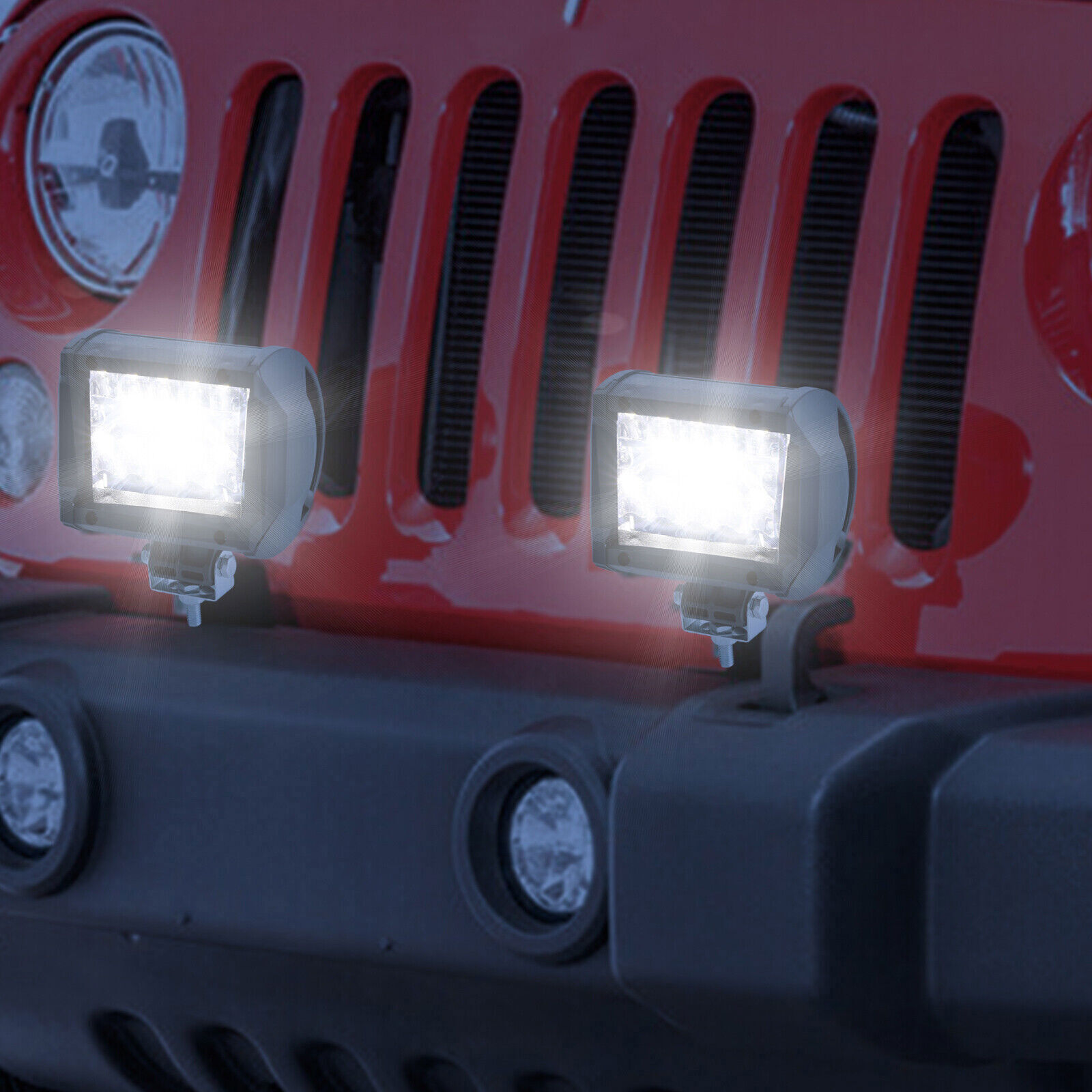 LED Light Bar 2PCS 4 inch 20000LM Work Spot Flood Pods Offroad Driving Fog Lamp