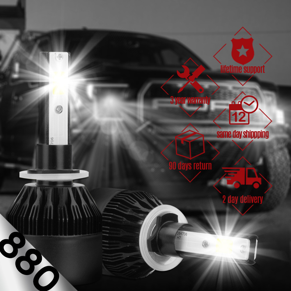 XENTEC LED HID Foglight Conversion kit 881 6000K for 1990-2003 Ford Escort