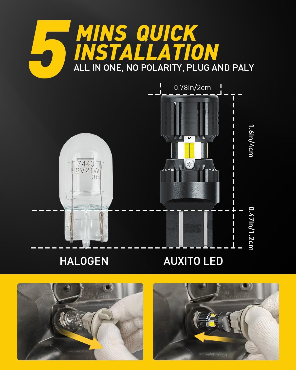 7443 Super Bright LED Bulbs with Built-in Resistor Anti Hyper 6000K White Lamps*