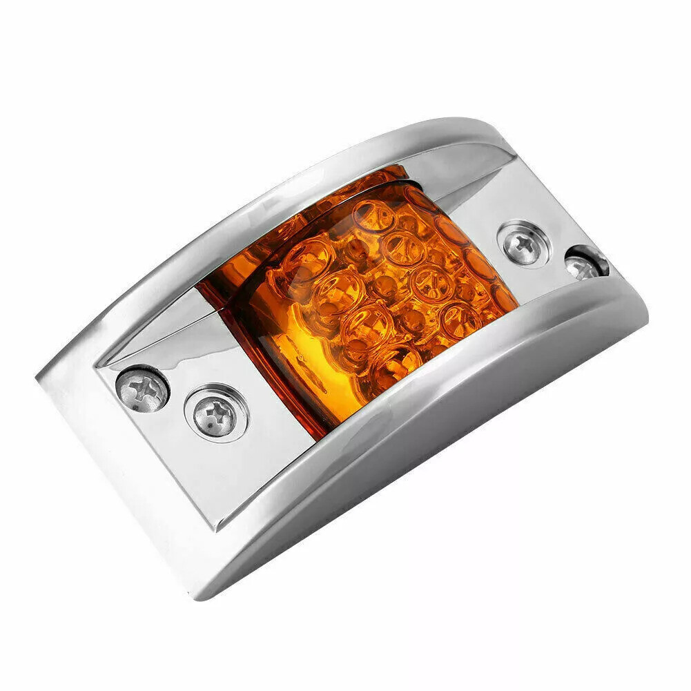 10x Amber 12 LED Curve Sealed Chrome Side Marker Truck Trailer Clearance Lights