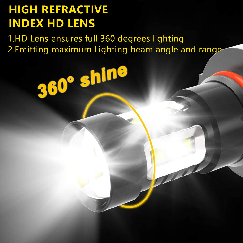 For Volkswagen Jetta 2007-2014 LED Headlight Bulbs High Beam+Low Beam+Fog Light