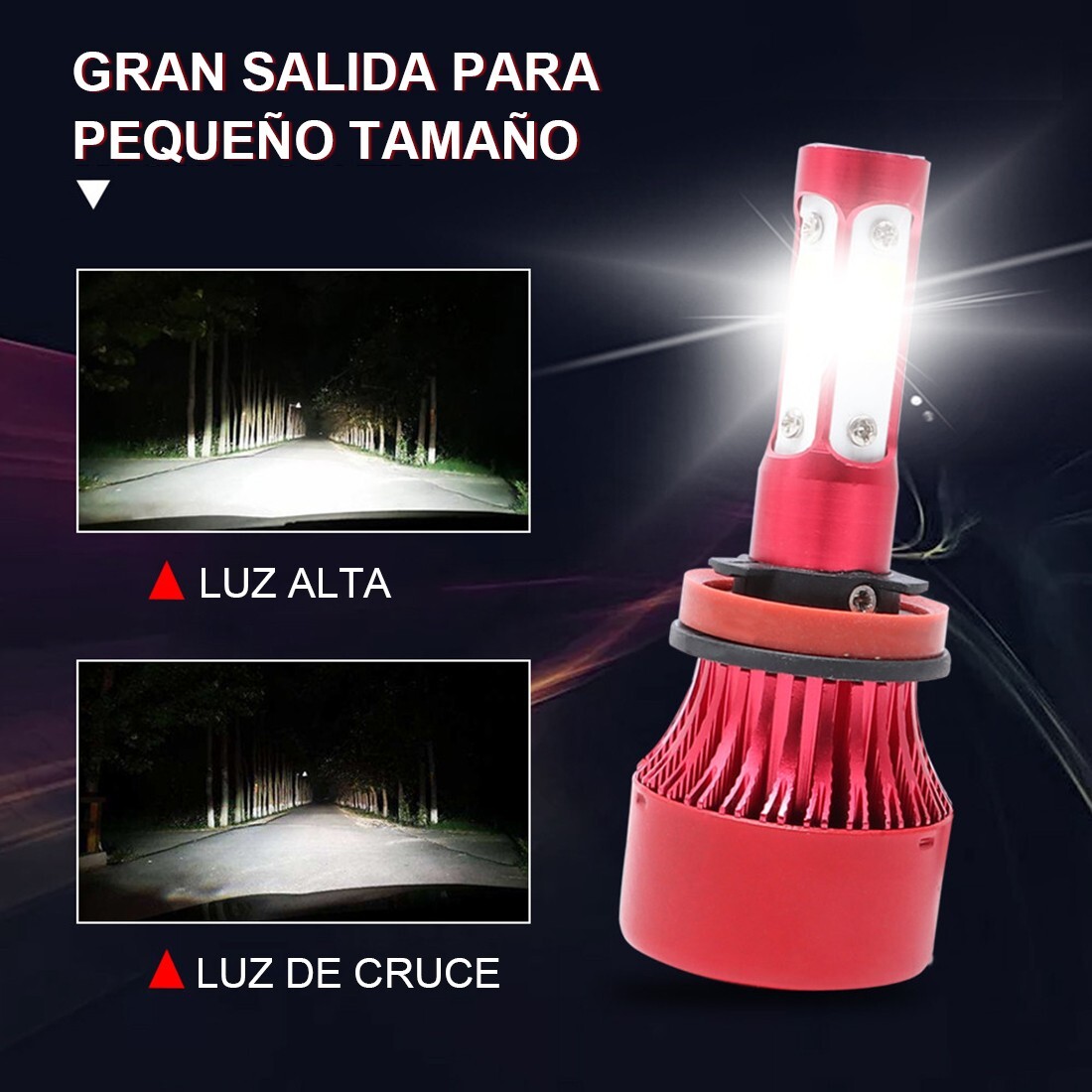 2024 H11 LED Headlight 6000K 2000W 300000LM 4-Side Low Beam bulbs High Power