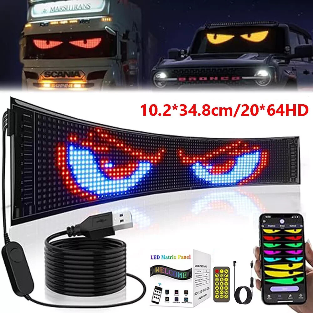 1/2X Devil Eyes Light DIY Eyes Dynamic LED Display Screen for Car Trucks Windows