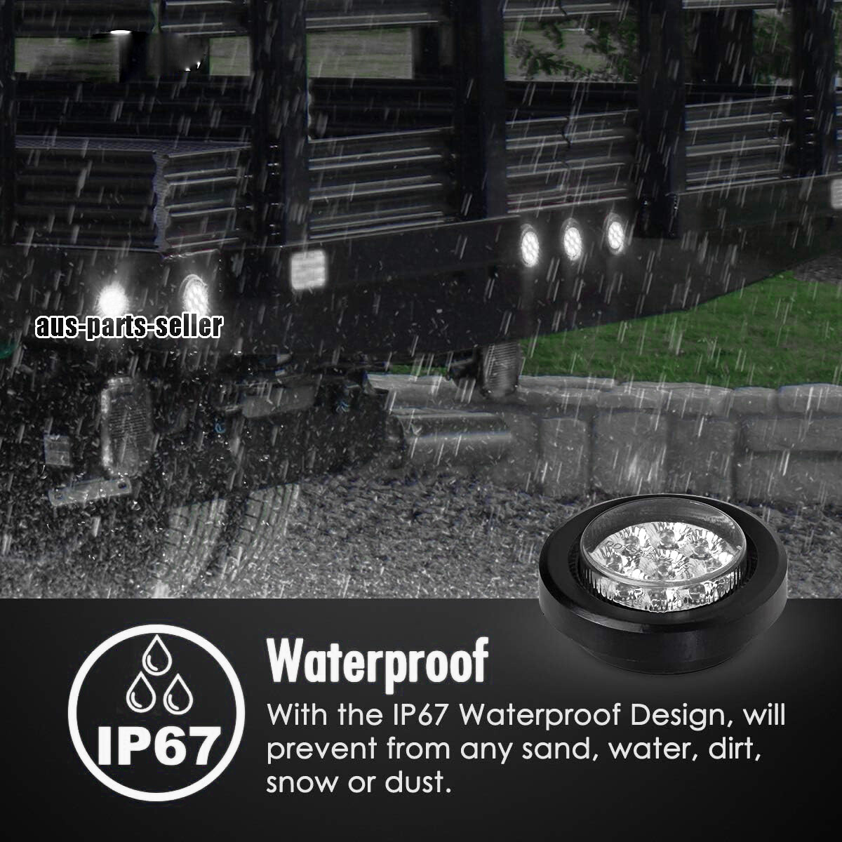 5 White Round 2″ Side Marker Lights Clearance 9 LED Truck Trailer Lamps w/ Plugs