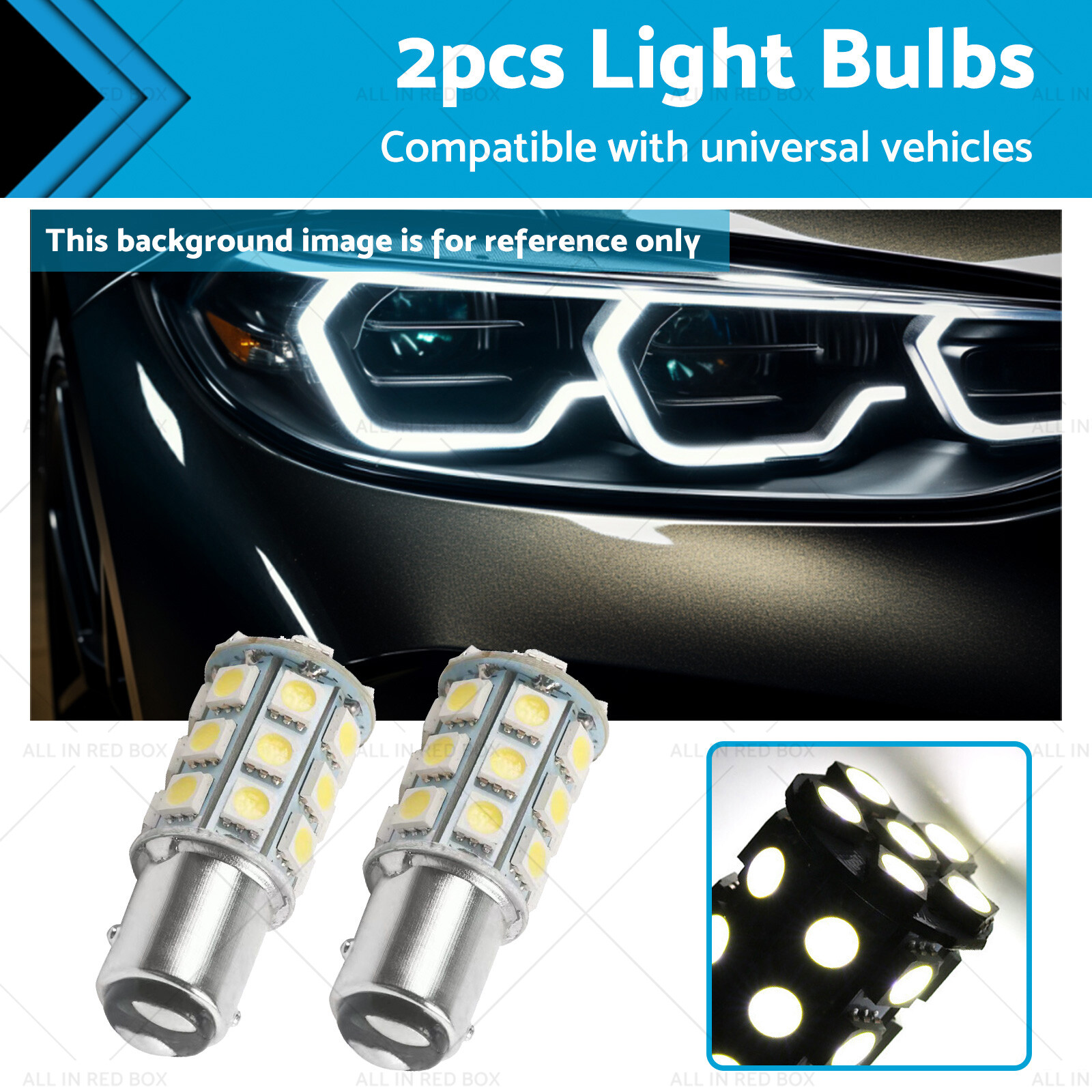 2x 12V BA15D LED White 27 SMD 5050 Suitable for Caravan Car Auto Indicator