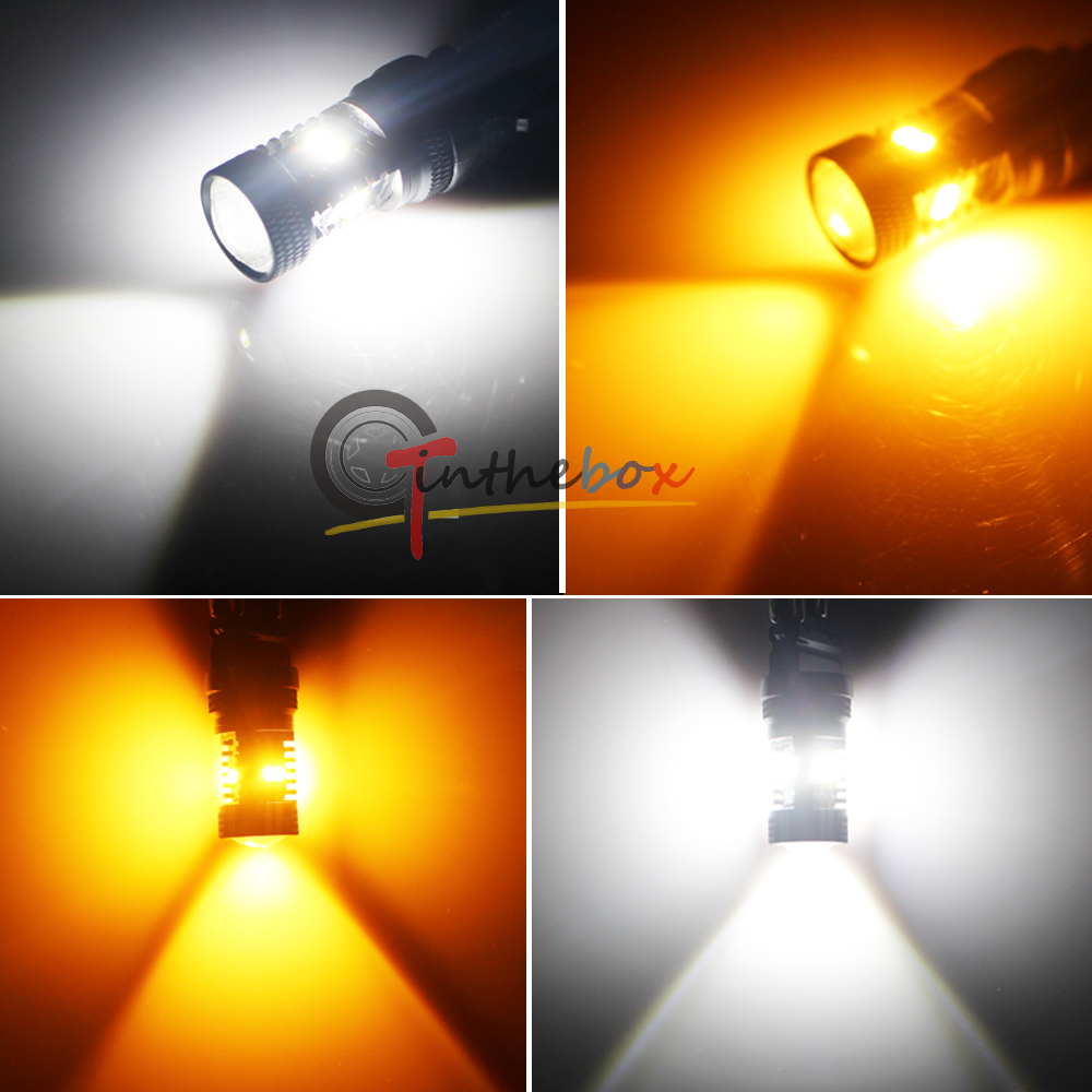 2x Switchback White&Yellow 3157 T25 3030-SMD LED Parkng Turn Signal Light Bulbs