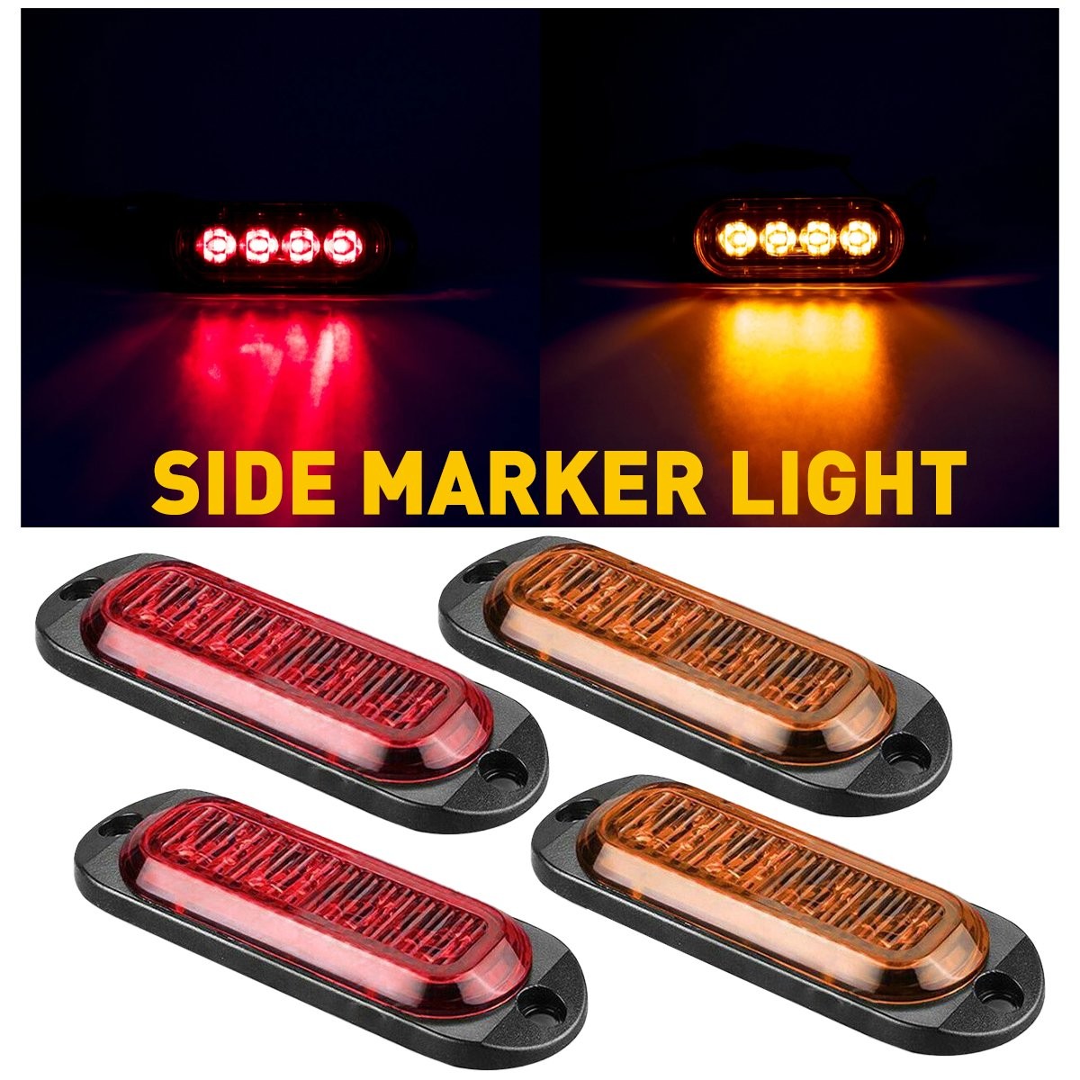 Mini Oval Marker Lights LED Truck Trailer 12V Clearance Side Indicator Light 4X