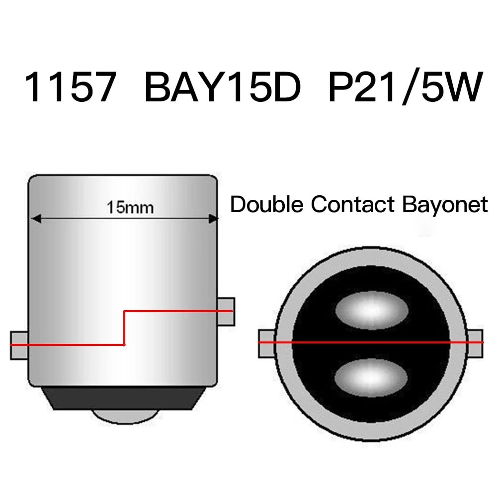 LED Car Bulb 1156 1157 BA15S P21W White Red Amber 12V 200LM