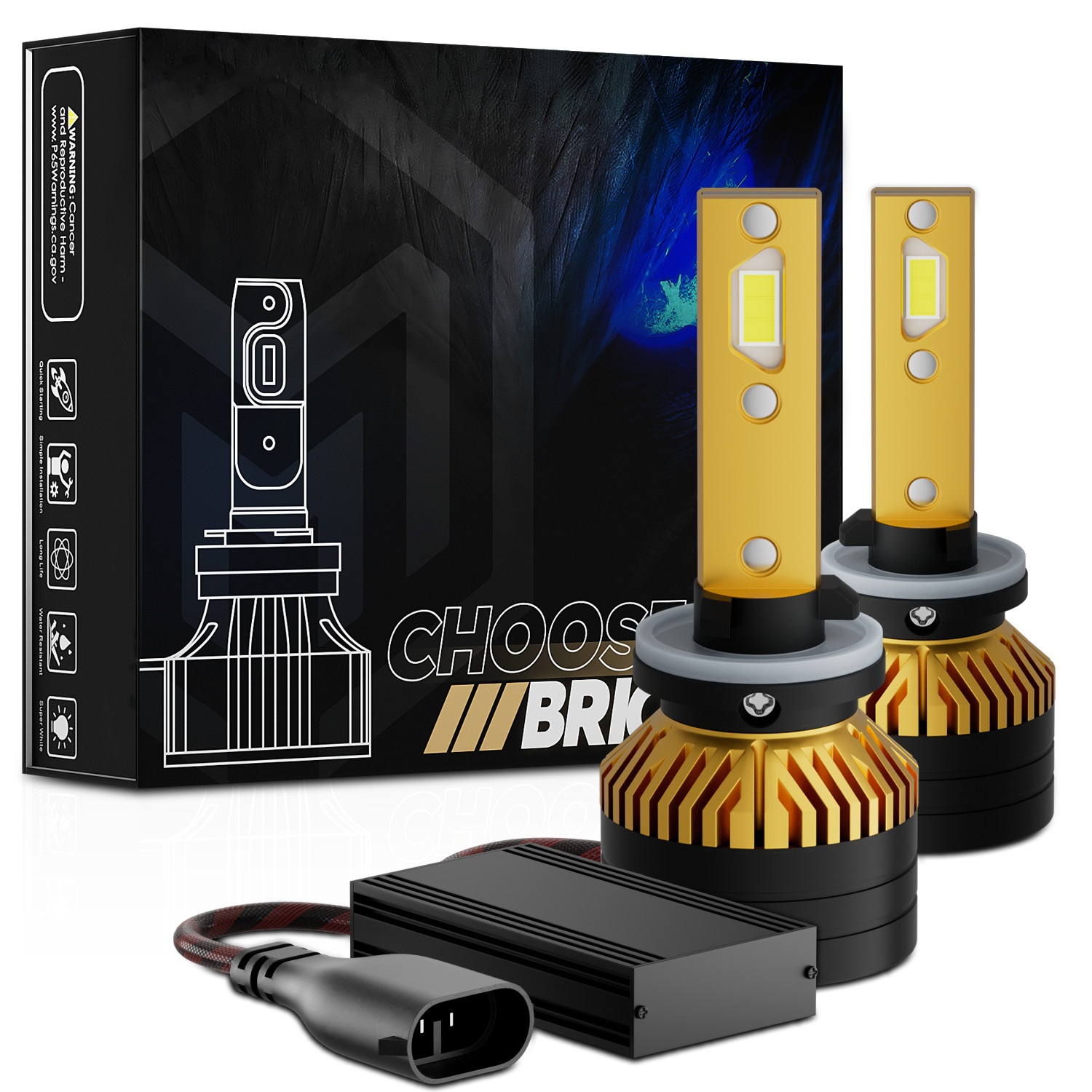 2x H27W/2 881 6500K LED Headlight Bulb High/Low Beam Fog Lighting DRL w/Cool Fan