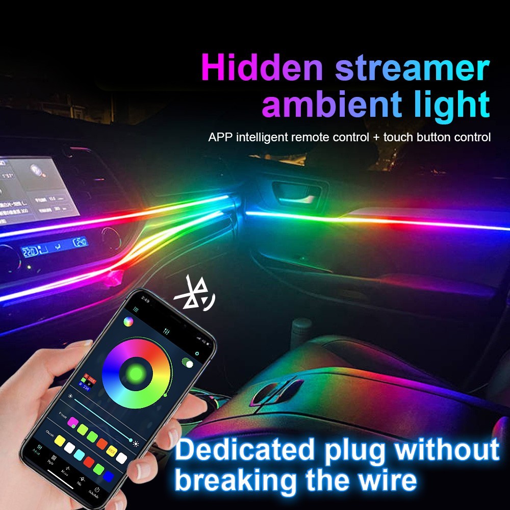 RGB Car Symphony Ambient Light 256 Color Led Atmosphere Acrylic Strip Remote APP