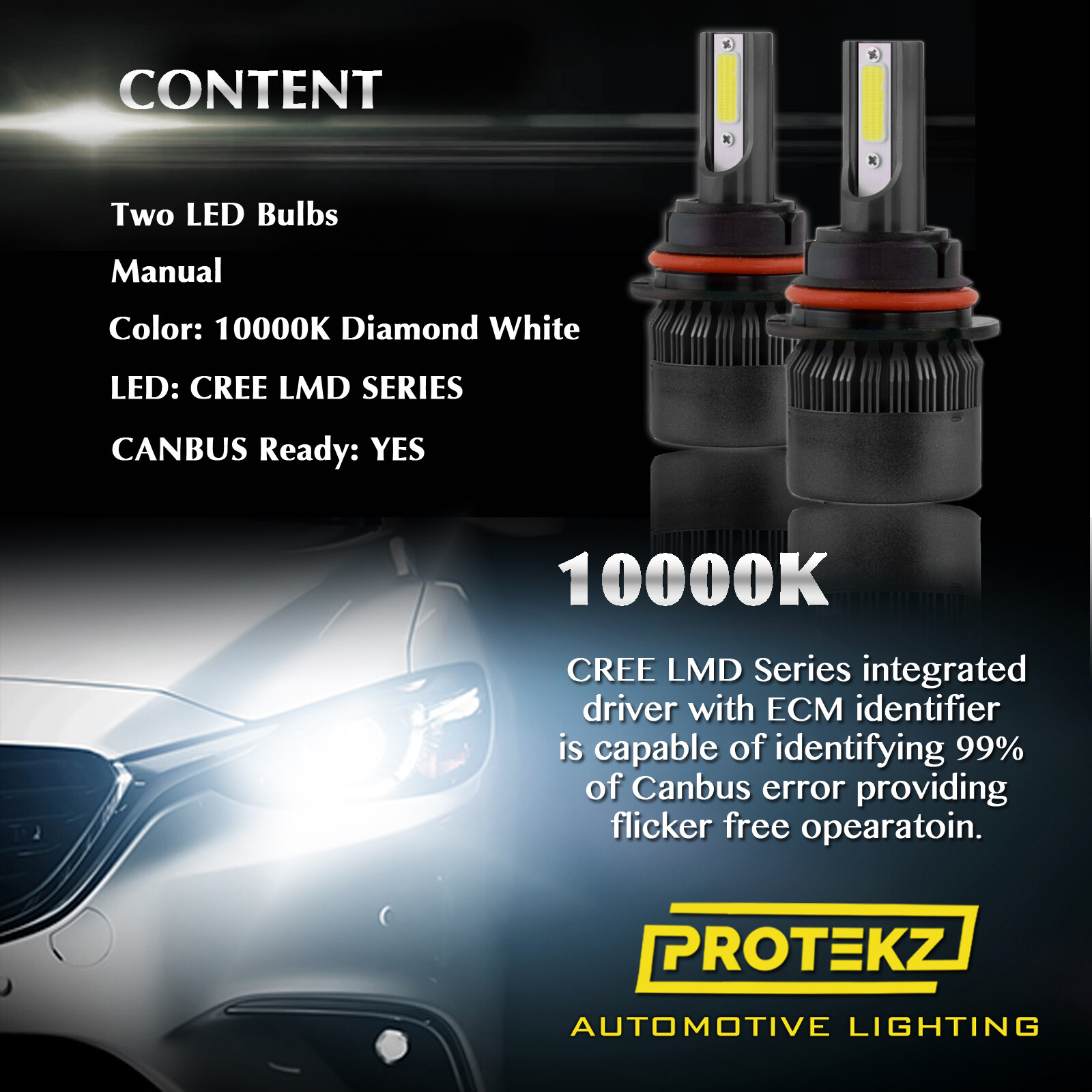 9006 LED Headlight Bulbs Low Beam 7200LM 6000K HB4 HB4U 9006XS Fog Light CSP Kit
