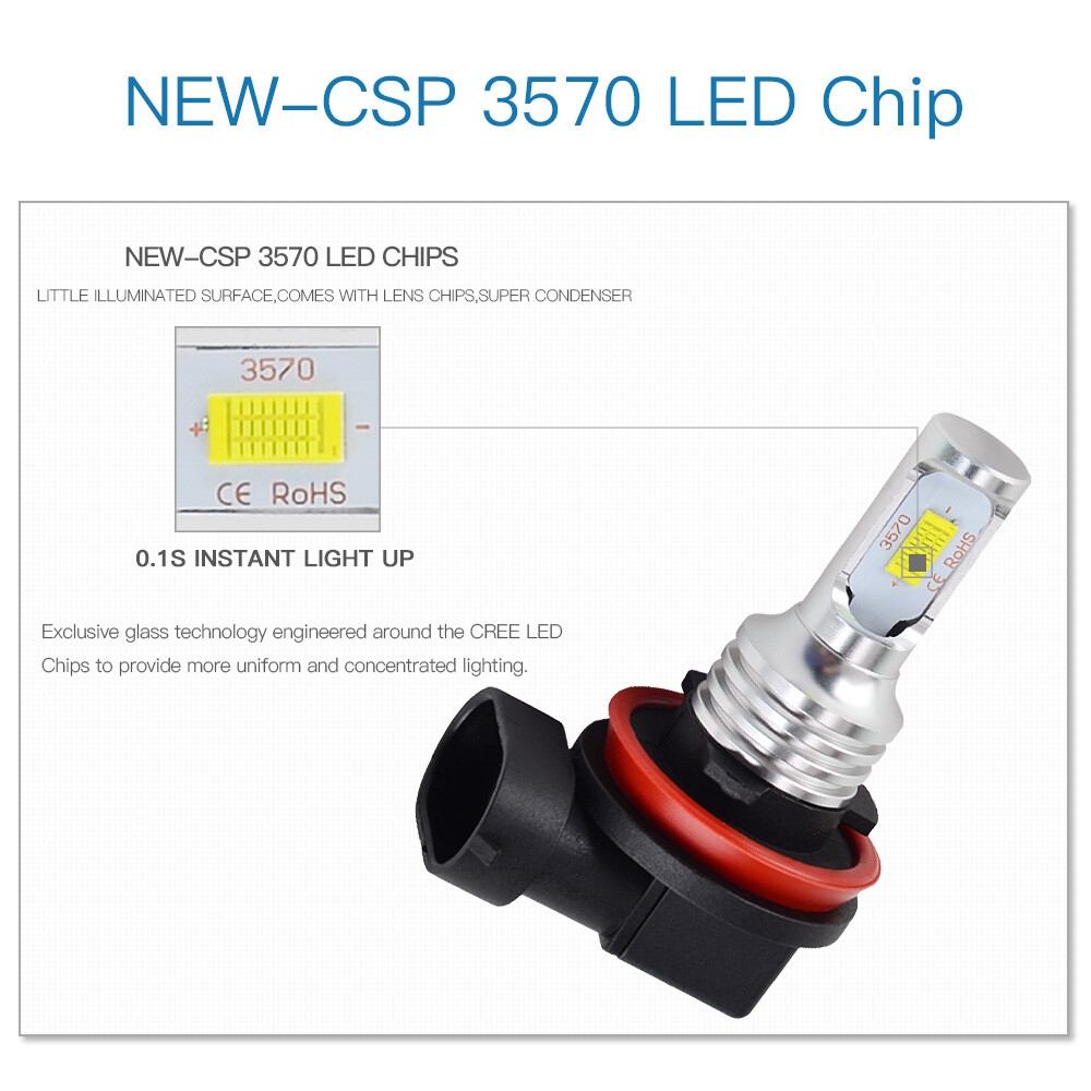 H11 LED Headlight Super Bright Bulbs Kit 6000K White 8000LM HIGH/LOW Beam