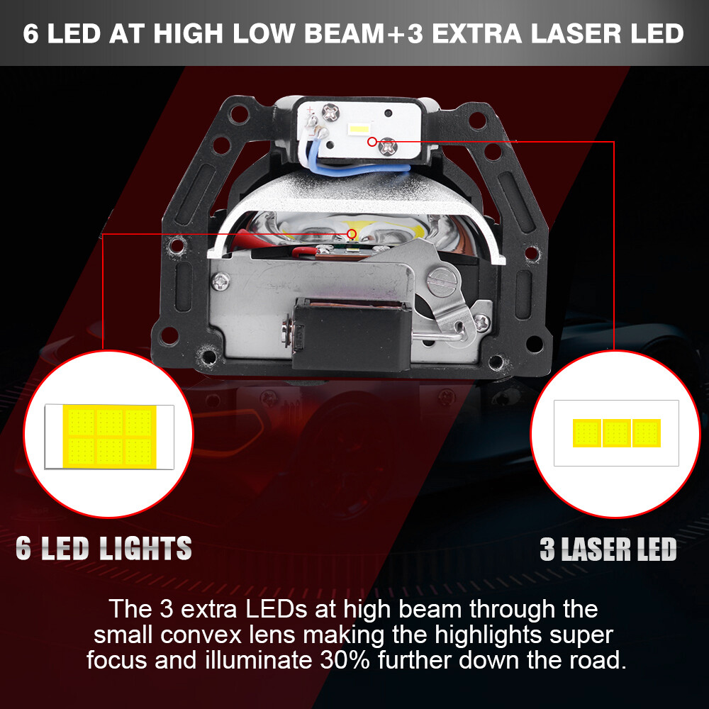 160W 40000LM Bi-LED Projector Headlights, 6000K, for Hella 3R G5 2X, 3.0″ Laser