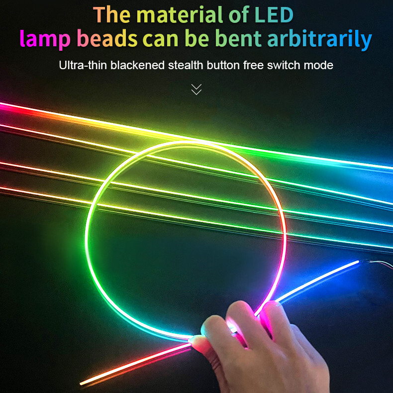 LED Light Strip Car Sunroof Atmosphere Lamp RGB Colorful Ambient Decoration 2Pcs