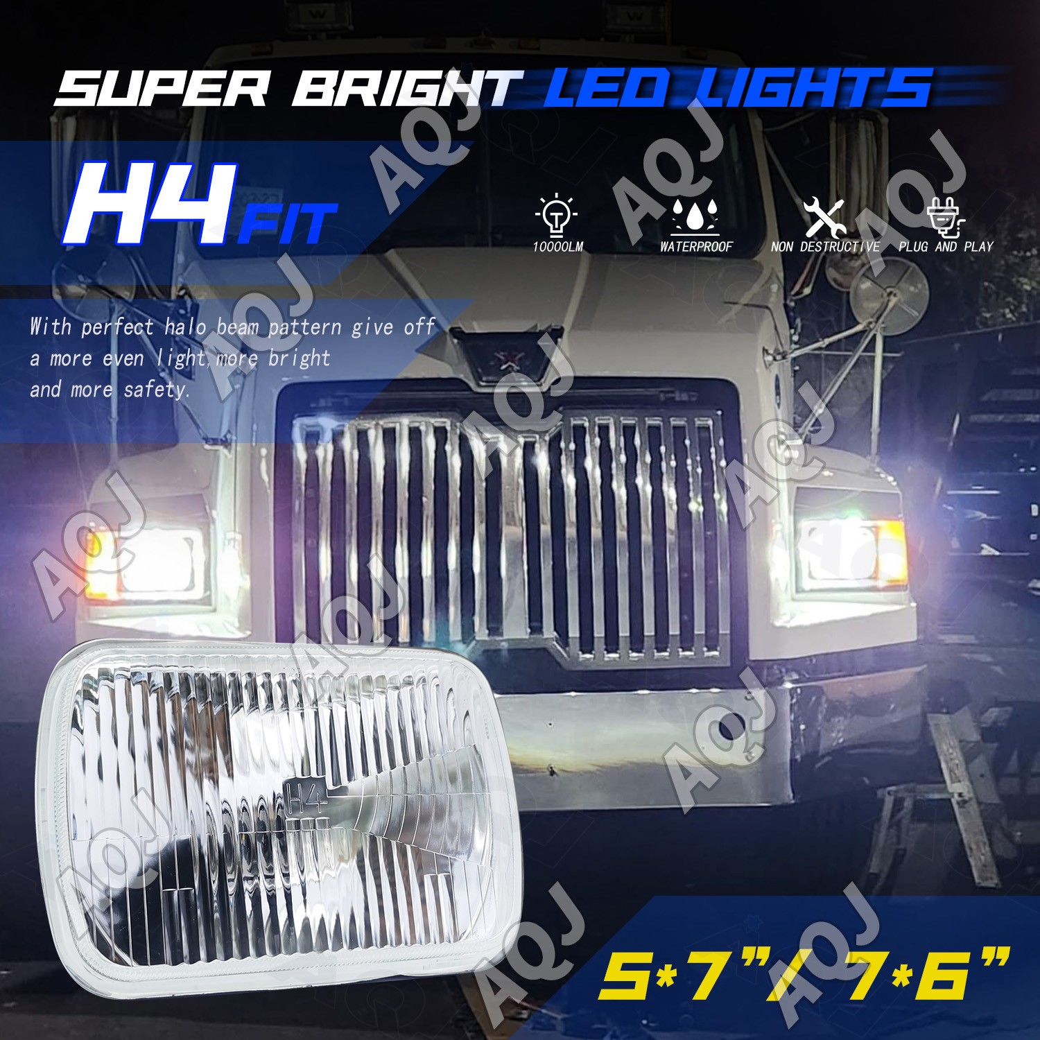2PCS 7×6″ 5×7″ LED Headlights HI-Lo Beam 6000K fit for Chevrolet C2500 1988-2002