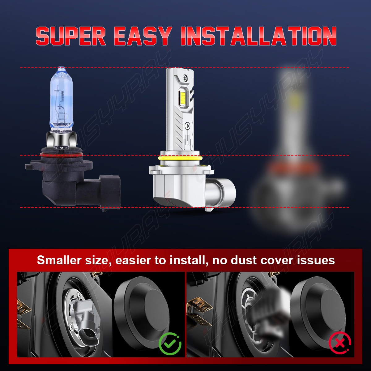 4pcs Combo LED Headlight Light Bulbs for RAM 1500 2019 2020-2024 High Low Beam
