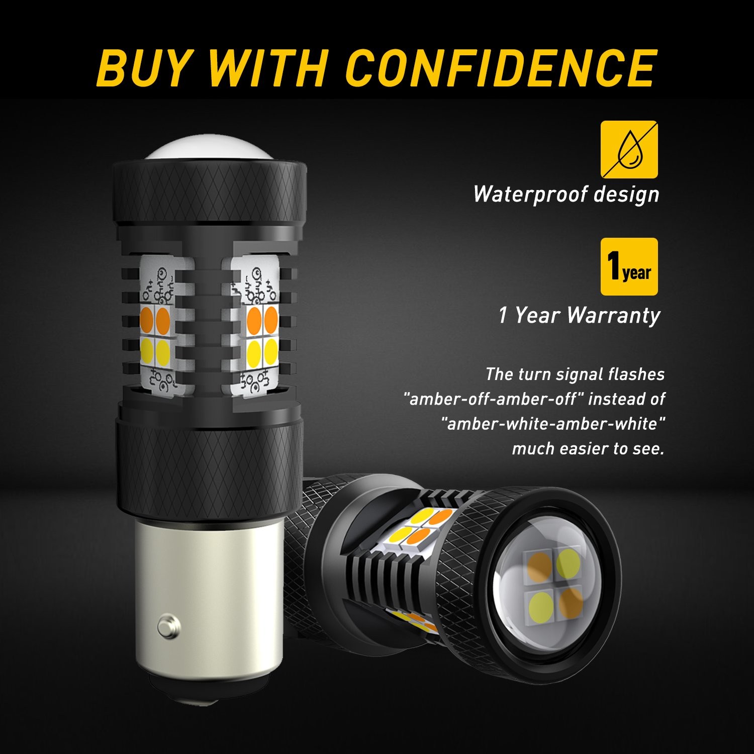 [AMBER+WHITE] 1157 Dual 6000K/3000K LED Switchback Light Bulbs Turn Signal/DRL A