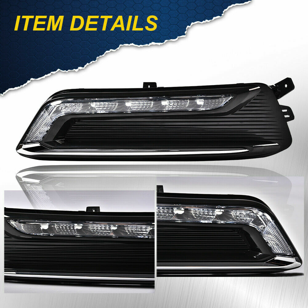 Fit For 14-20 Chevy Impala Clear Lens LED DRL Fog Lights Pair Wiring Switch Kit