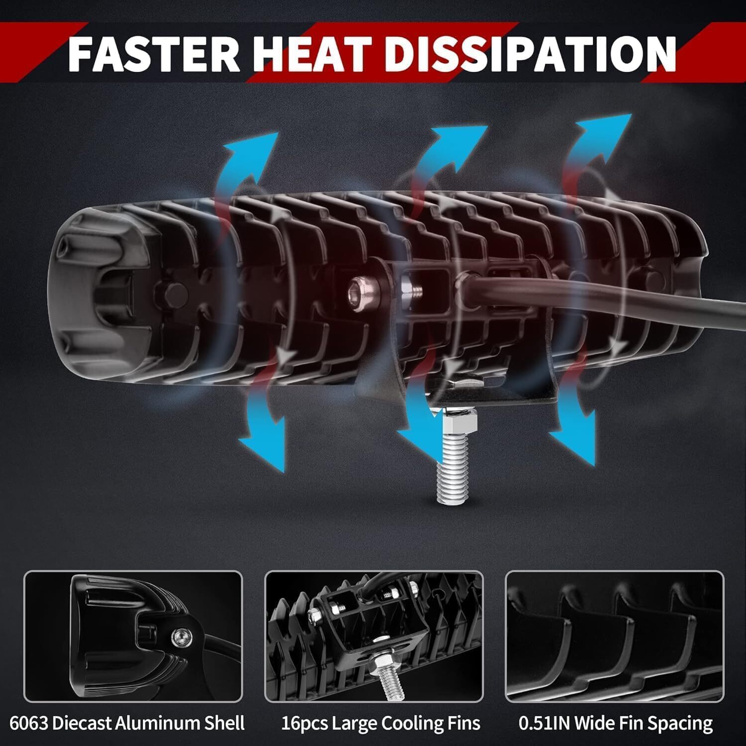 LED Work Lights 6 Inch 48W 12V Driving Strip Flood Beam light Bar SUV Offroad