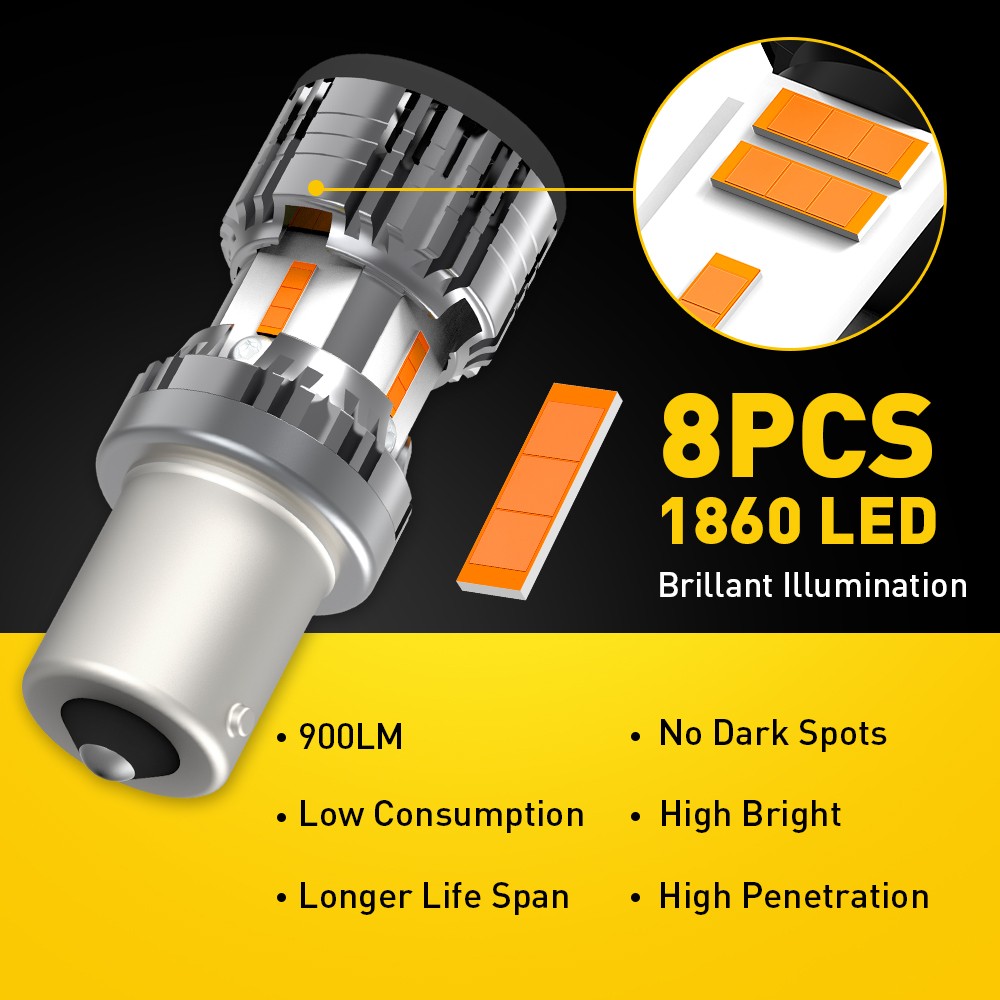 100% ERROR FREE BAU15S 7507 PY21W 1156PY AMBER LED TURN SIGNAL LIGHT BULB CANBUS