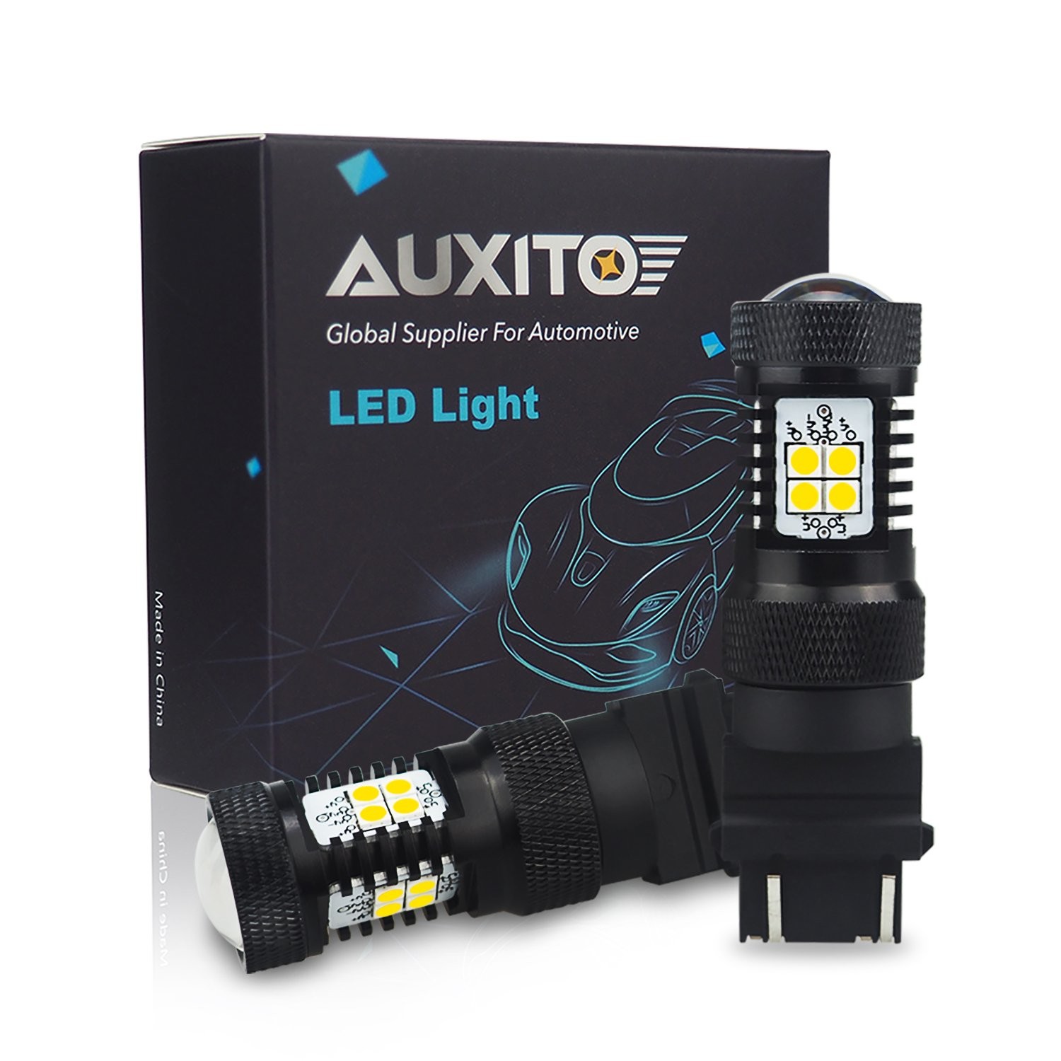 2X AUXITO 3157 3156 Turn Signal light White 3030smd High Power bulb LED AAA