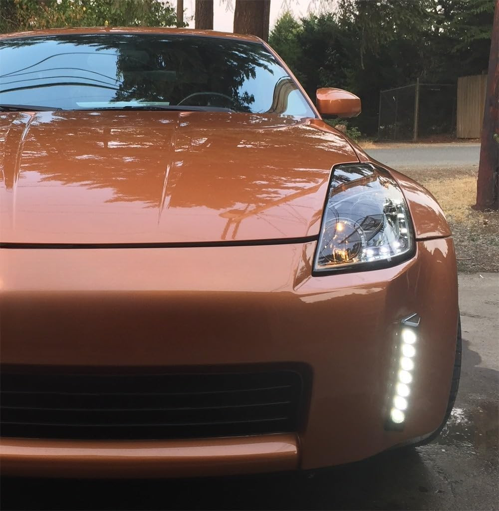 For 2003 2004 2005 Nissan 350Z LED DRL Gray Lens Fog Lights Lamps w/wiring