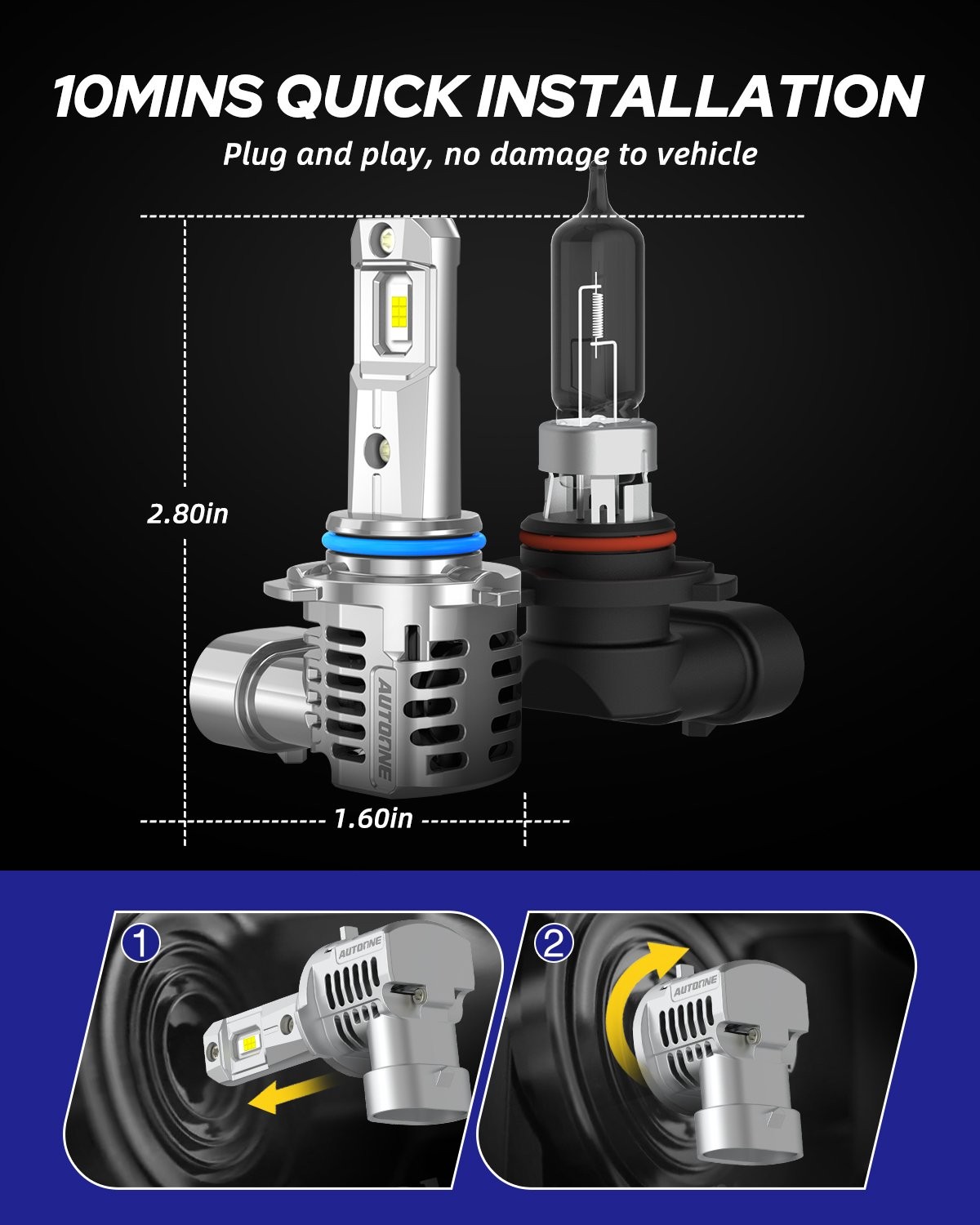 High Quality 9005 LED Headlight Bulb Conversion Kit High Low Beam Lamp White A2A