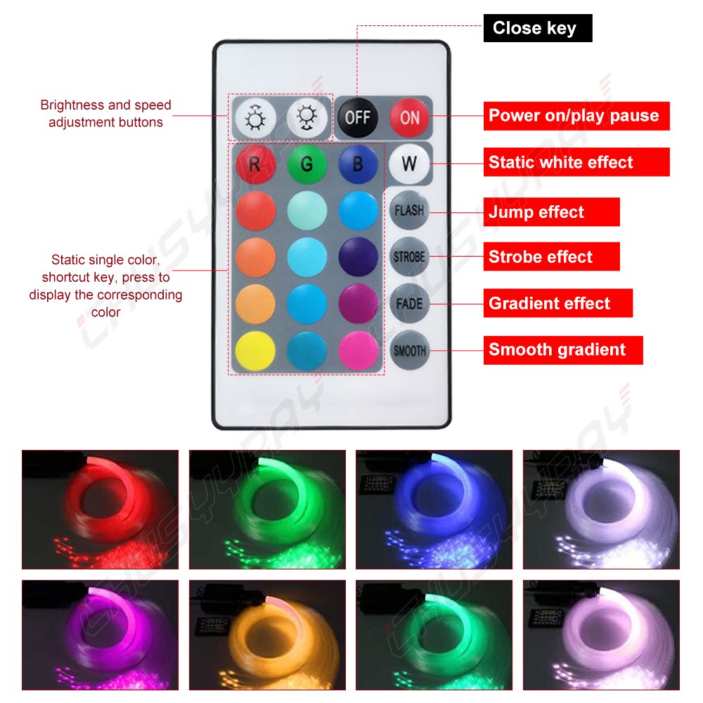 RGBW LED Car Headliner Roof Ceiling Star Light Kit Control 300x Fiber Optic