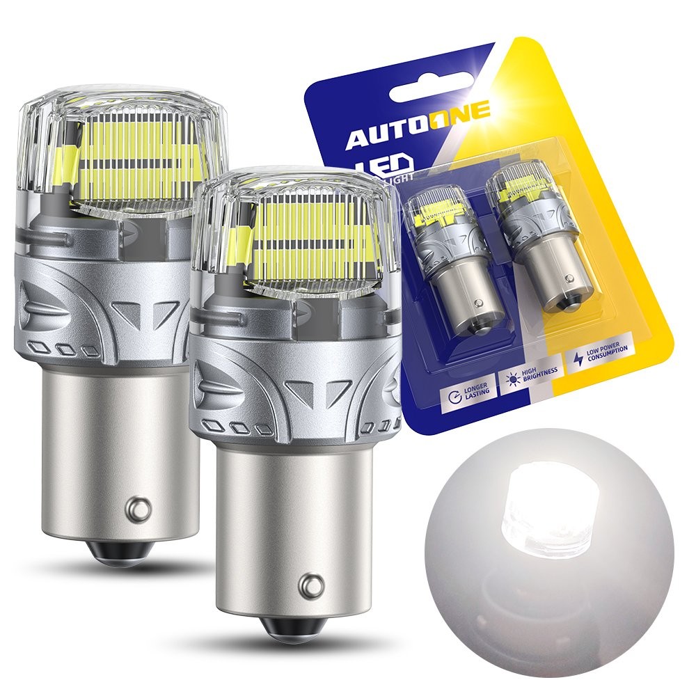 2X 6500K White 1156 7506 BA15S 16SMD 3000LM Parking Light Reverse LED Bulbs EOOK