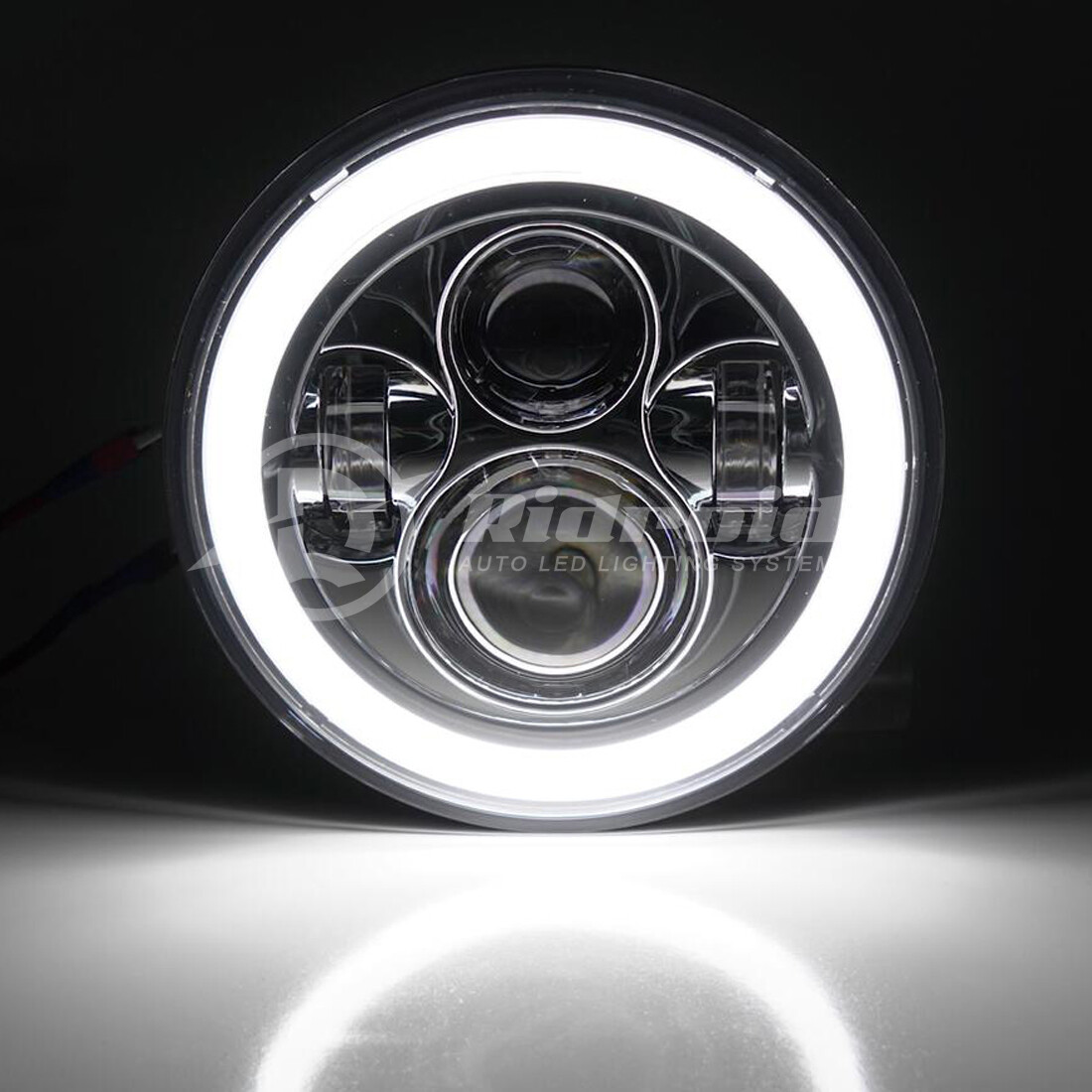 Pair 7″ Inch LED Headlights Halo Angle Eyes For Jeep Wrangler JK(07-14) LJ TJ CJ