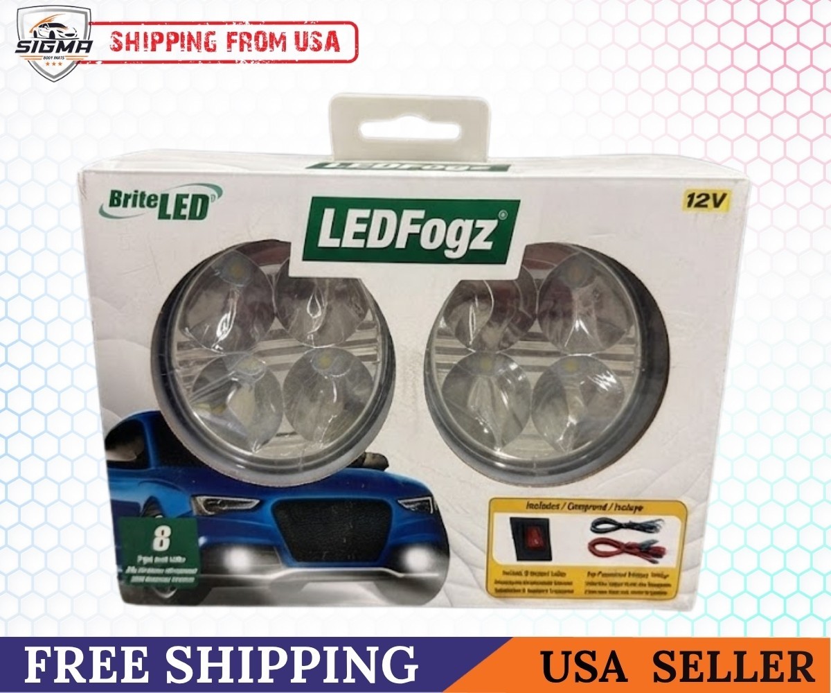 LEDFOGZ94 Brite LED LEDFogz+ 8 Round Bright White 12V 2 LED Light Kit Pair
