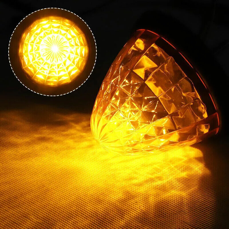 4pcs 3 Inch Round Cone Amber 16 LED Indicator Side Marker Light 12V Lorry Truck