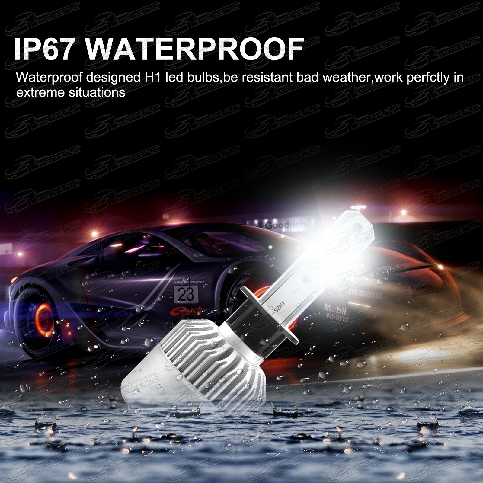 H1 100W 6000K White LED Headlight Bulbs Conversion Kits Low Beam Replace Halogen