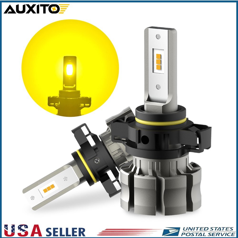 2 AUXITO 5202 LED Fog Light or DRL Bulbs 3000K Amber Yellow 200% Brighter B3F J