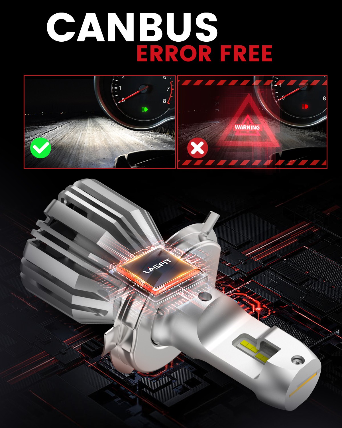 9003 HB2 H4 LED Headlight Bulbs Kit High Low Beam Mini Size Super White 5000LM