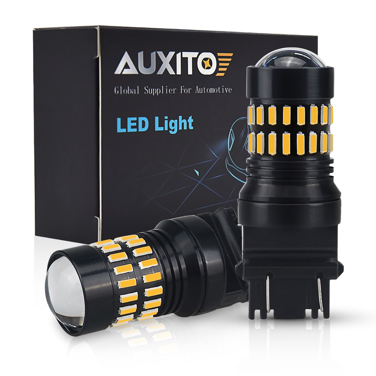 2x 3157A 4157A Amber/Yellow LED Turn Signal Light Bulb & 10x T10 interior light