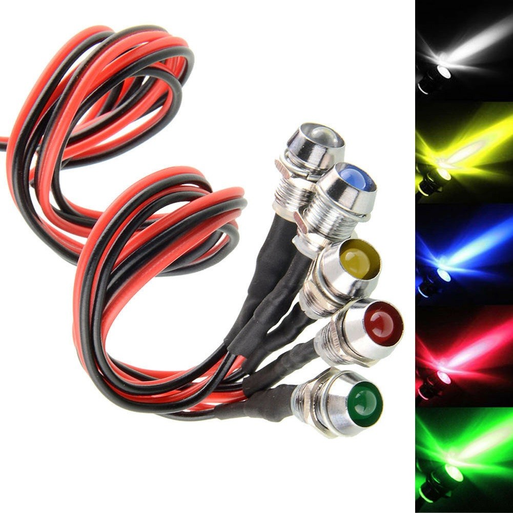 Car Boat 12V 8mm LED Indicator Light Pilot Dash Dashboard Panel Warning Lamp E