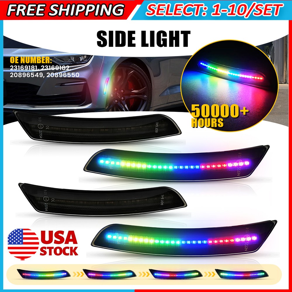 4-40x Front Rear Flowing LED Side Marker Light 23169181 For Chevy Camaro 2016-23