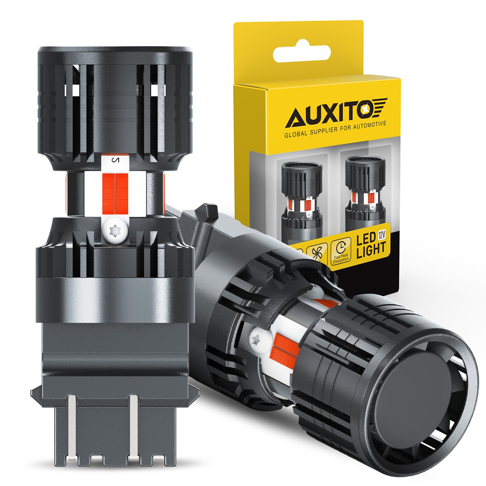 AUXITO 3157 3156 LED Turn Signal Brake Light Bulb Anti Hyper Flash Red CANBUS