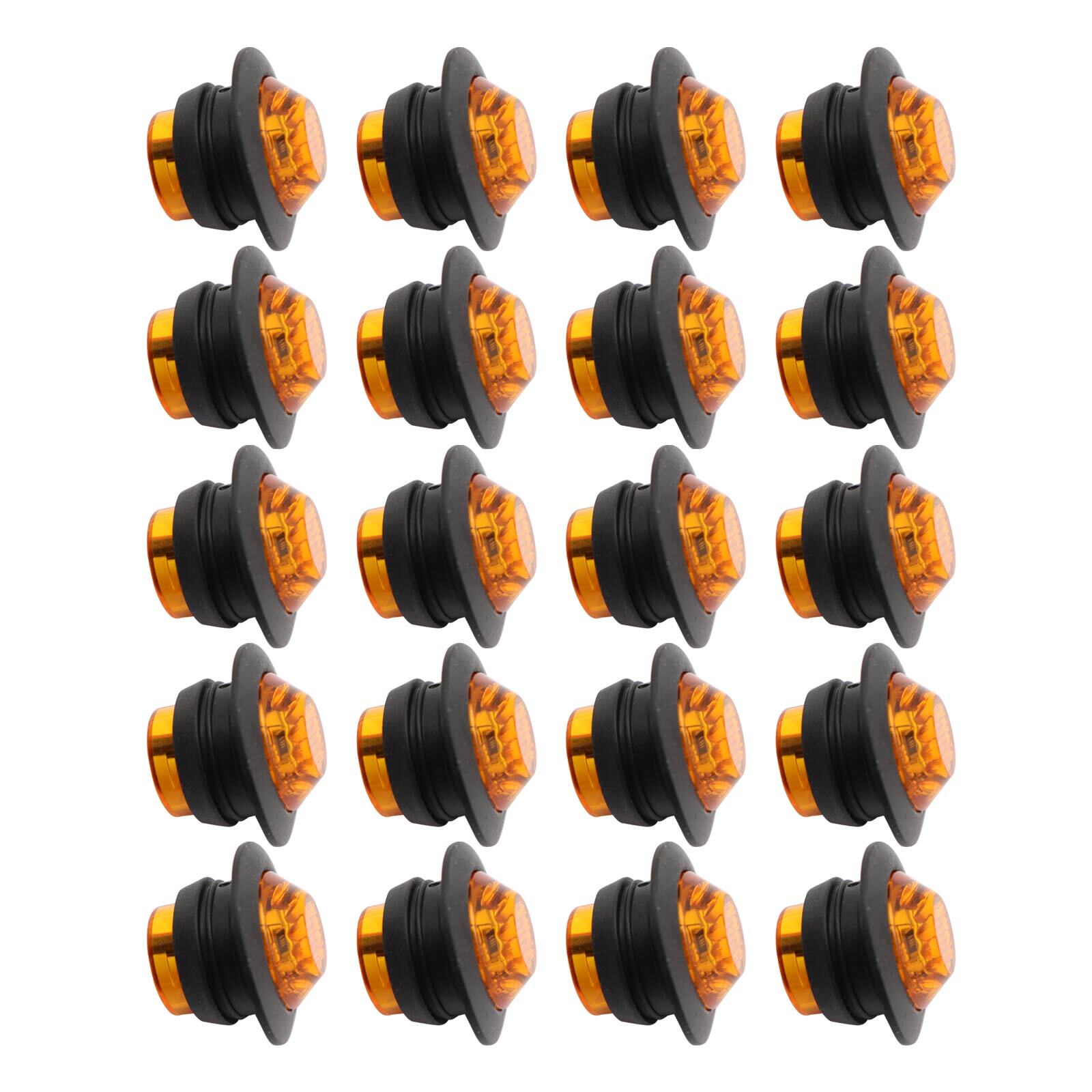 20X Amber 3/4″Round LED Bullet Clearance Side Marker Lights For Truck Trailer