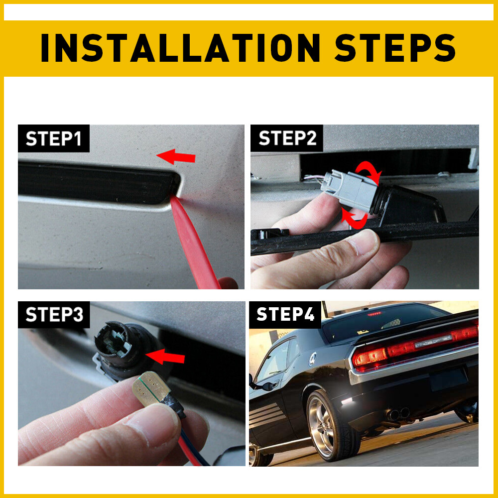 White Rear Side Marker Lamps LED Lights For 08-14 Dodge Challenger/11-14 Charger