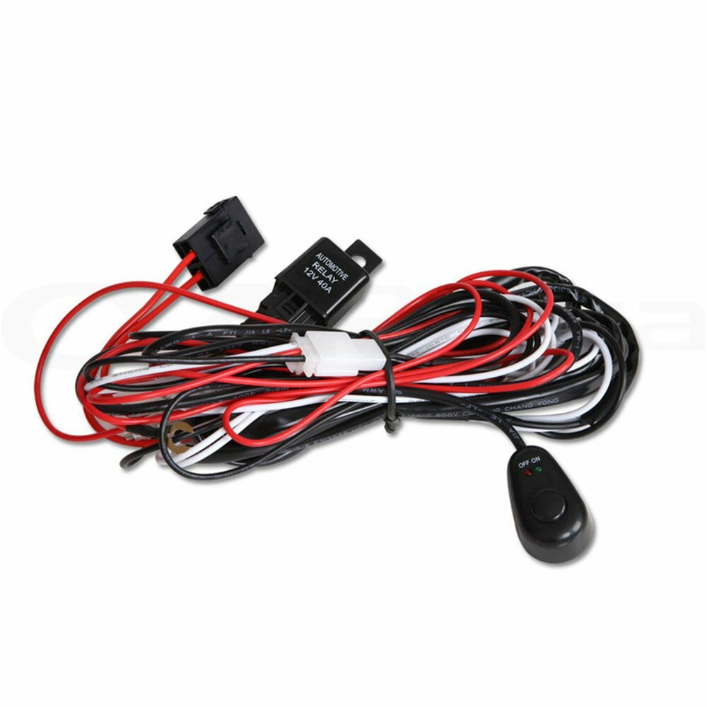 40A Fog Lamp Wiring Harness Kit Fuse ON OFF Switch Relay For LED Work Light
