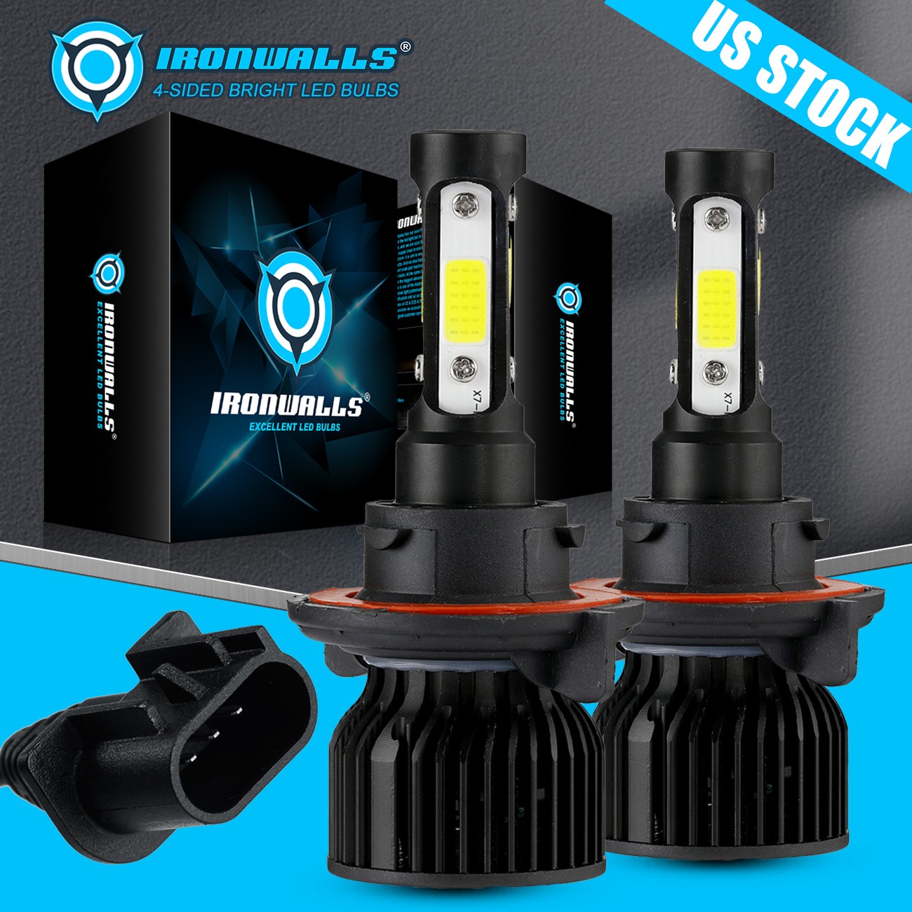 4-Sides H13 9008 LED Headlight Bulbs Kit 2800000LM Super Bright White Hi-Lo Beam