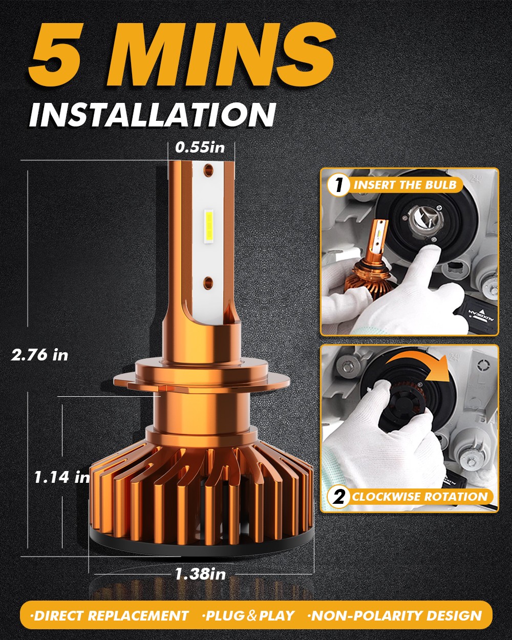 Combo H11 H7 LED Headlight Bulb Kit High Low Beam Super Bright 6000K Xenon White