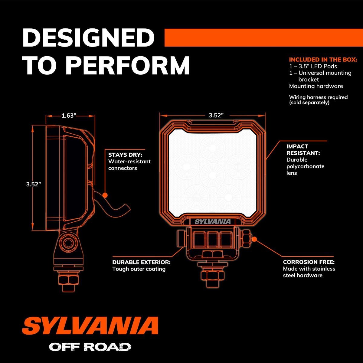 SYLVANIA – Rugged 3.5 Inch Cube LED Light Pod – Lifetime Limited Warranty | LED