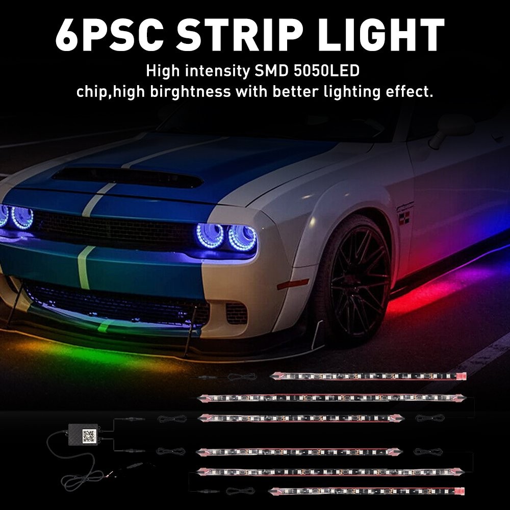 1-10X 6-in-1 RGB Under Strip Light Strip LED Neon Tube UndergLo Underbody System