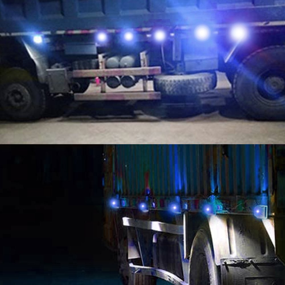 2Set Blue Lens 9LED Front Rear Side Marker Lamps Clearance Lights Waterproof 10P